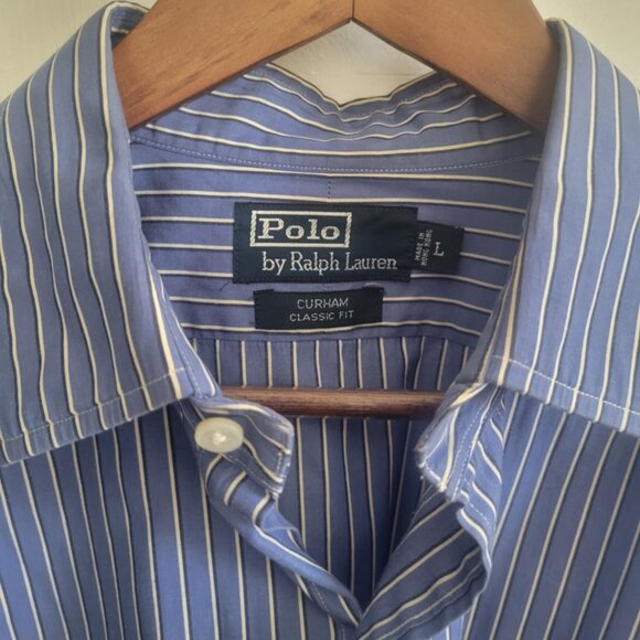 Men's Polo Ralph Lauren Blue and white dress shirt - Picture 4 of 6